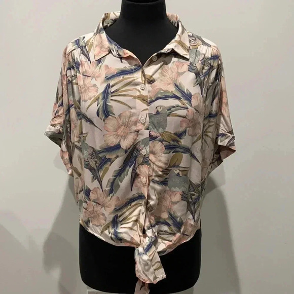 American Eagle  | Tie Front Crop blouse - Picture 1 of 5